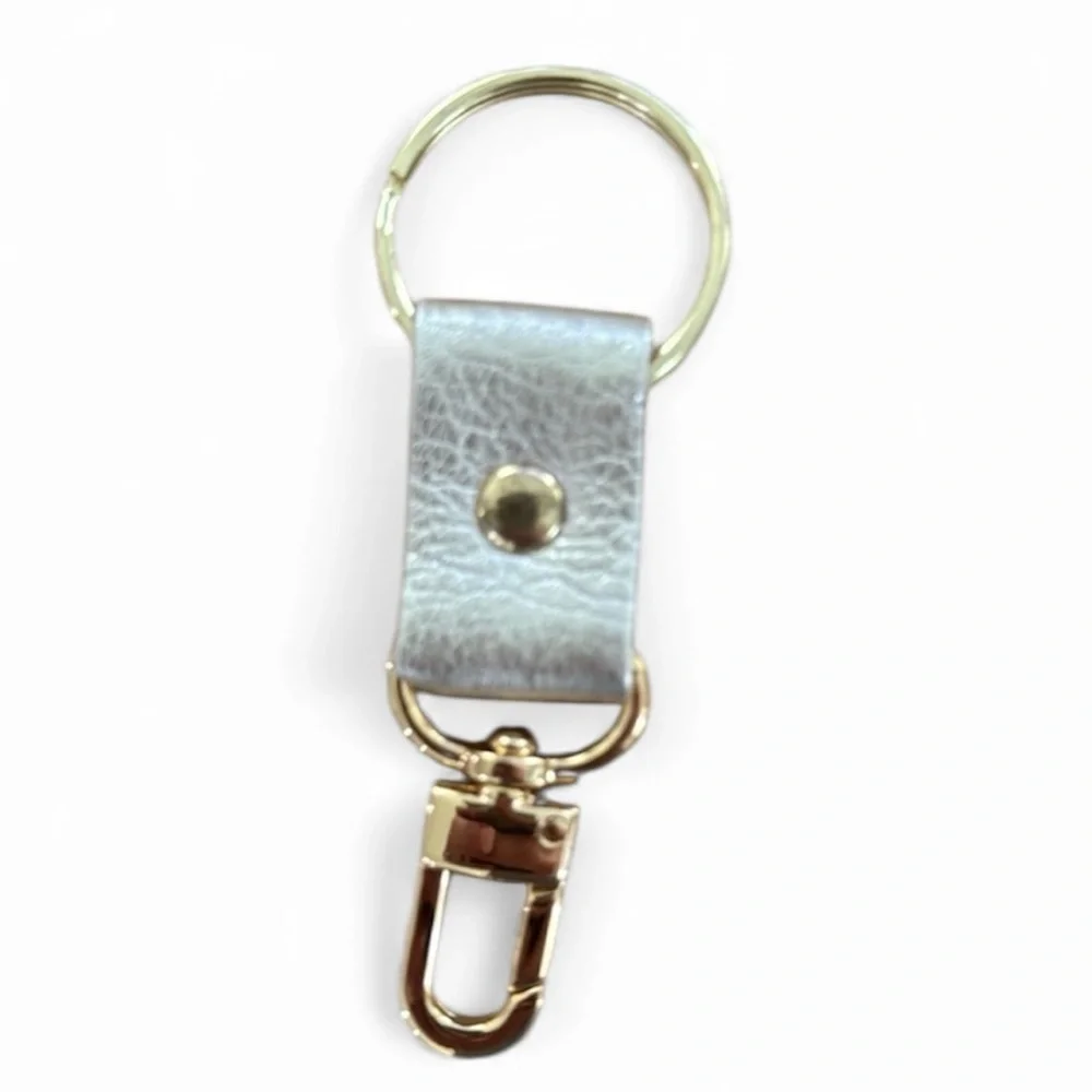 Beaudin Metallic Gold Leather Keychain Gold Hardware Boutique NWOT